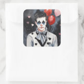 Sticker Carré Pierrot noir et blanc (Sac)