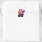 Sticker Carré Pig comme joueur de fléchettes avec fléchettes (Sac)