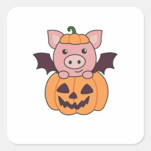 Sticker Carré Pig Halloween