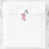 Sticker Carré Pig Piglet Ballons mouches mignons animaux (Sac)