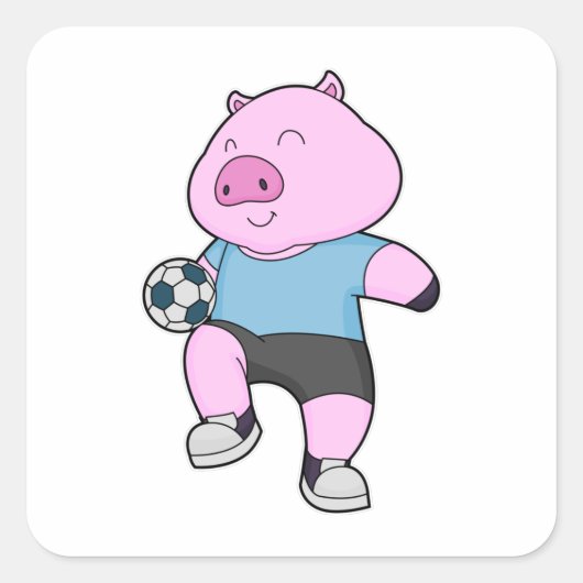 Sticker Carré Pig Soccer joueur Soccer (Devant)