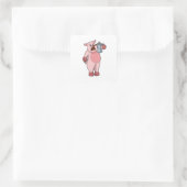 Sticker Carré Pig with coffee pot (Sac)