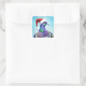 Sticker Carré Pigeon de Santa Hat à Falling Snow Christmas (Sac)