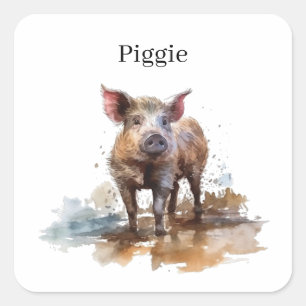 Sticker Carré Piglet en jeu, personnalisation