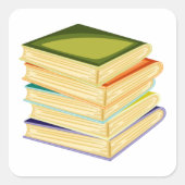 Sticker Carré Pile de livres Lover Art et lecture (Devant)