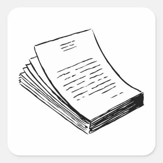 Sticker Carré Pile De Papier (Devant)