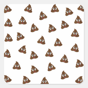 Sticker Carré Pile de Poo emoji souriants poops