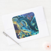 Sticker Carré Pilote de dragon bleu (Enveloppe)