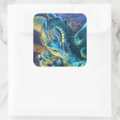 Sticker Carré Pilote de dragon bleu (Sac)