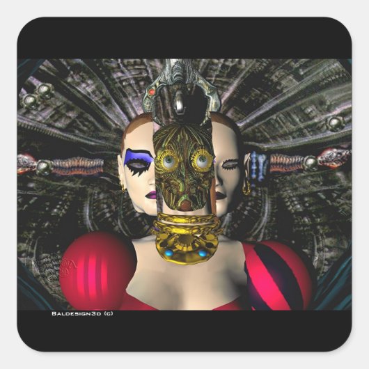 Sticker Carré PILOTE SPACESHIP ANDROID XENIA, Science-fiction (Devant)