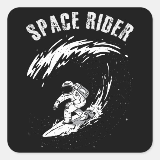 Sticker Carré Pilote spatial astronaute de surf (Devant)