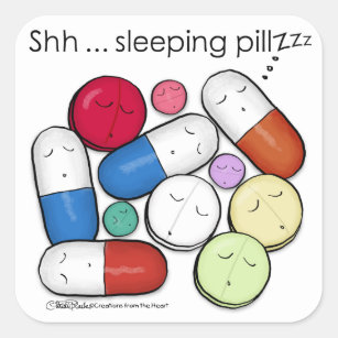 Sticker Carré Pilule-Médicament de sommeil