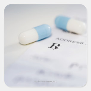 Sticker Carré Pilules sur la prescription écrite