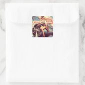 Sticker Carré Pin-up de l'avion vintage (Sac)