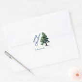 Sticker Carré Pine Arbre avec Aquarelle de neige Peinture Noël (Enveloppe)