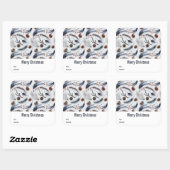 Sticker Carré Pine Cones et aiguilles de pin Noël Motif (Feuille)