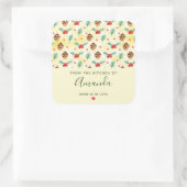 Sticker Carré Pine Cones et Holly Noël Motif cuisine (Sac)