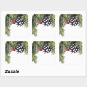 Sticker Carré Pine de Noël Modèle de Berry Rouge (Feuille)