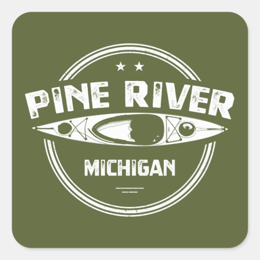 Sticker Carré Pine River Michigan Kayaking (Devant)