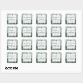 Sticker Carré Pine Tree Forest Rustique Aquarelle Mariage Faveur (Feuille)