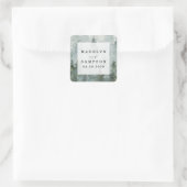 Sticker Carré Pine Tree Forest Rustique Aquarelle Mariage Faveur (Sac)