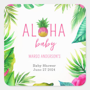 Sticker Carré Pineapple Jungle Pacificateurs Baby shower fille r