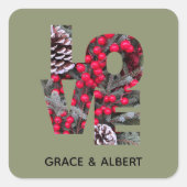 Sticker Carré Pinecones Evergreens Red Berries (Devant)