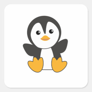 Sticker Carré Pingouin Animaux mignons Pour Les Enfants Oiseau D