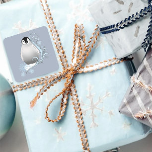 Sticker Carré Pingouin Art Nouveau Snowflakes