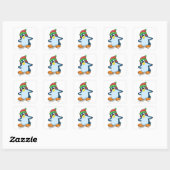 Sticker Carré Pingouin at Ice skating with Ice skates (Feuille)