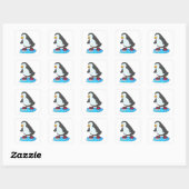 Sticker Carré Pingouin at Ice skating with Ice skates (Feuille)