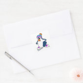 Sticker Carré Pingouin at Ice skating with Ice skates (Enveloppe)