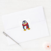 Sticker Carré Pingouin avec Écharpe (Enveloppe)