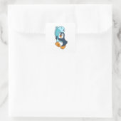 Sticker Carré Pingouin avec poisson (Sac)