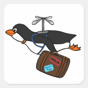 Sticker Carré Pingouin de déplacement d'hélicoptère de vol av