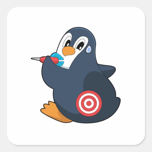 Sticker Carré Pingouin fléchettes fléchettes (Devant)