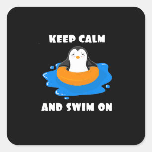 Sticker Carré Pingouin Gardez Le Calme Et Baignez Sur