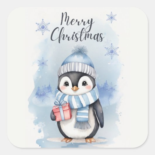 Sticker Carré "Pingouin mignon 2" (Devant)