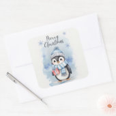 Sticker Carré "Pingouin mignon 2" (Enveloppe)