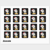 Sticker Carré Pingouin Noël Neige Hiver Animaux Penguins Squ (Feuille)