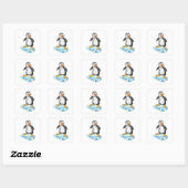 Sticker Carré Pingouin sur glace floc (Feuille)
