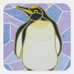 Sticker Carré Pingouin sur verre tendu