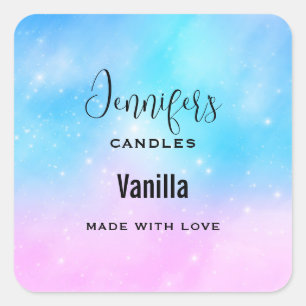 Sticker Carré Pink and Blue Pastel Gradient Sky Candle Business