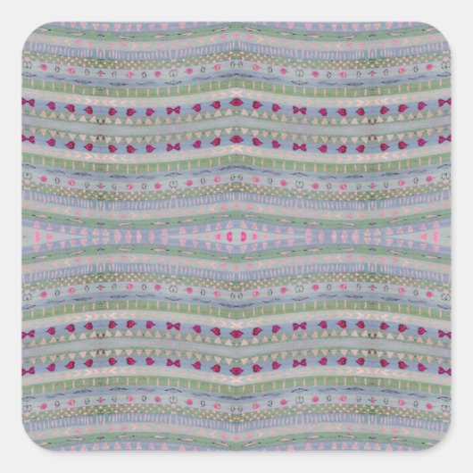 Sticker Carré Pink and Green Pretty Hearts Motif (Devant)
