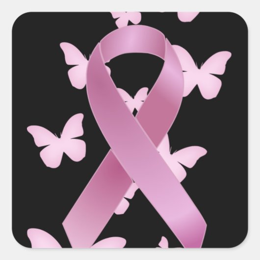 Sticker Carré Pink Aware Ribbon (Devant)