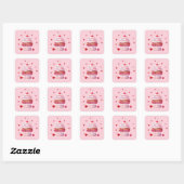 Sticker Carré Pink Baby First Cherry & Cupcake Anniversaire (Feuille)