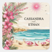 Sticker Carré Pink Beach Wedding (Devant)