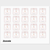 Sticker Carré Pink Bear Bearly Wait Baby Shower  (Feuille)