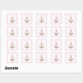 Sticker Carré Pink Beatrix Potter Plaid Animal Thème Baby shower (Feuille)