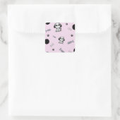 Sticker Carré Pink & Black Fish Bones Chien Chien Chien Chien Ch (Sac)